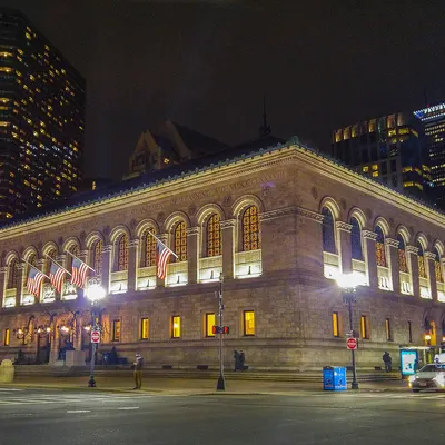 Boston Public Library's McKim Building at Night